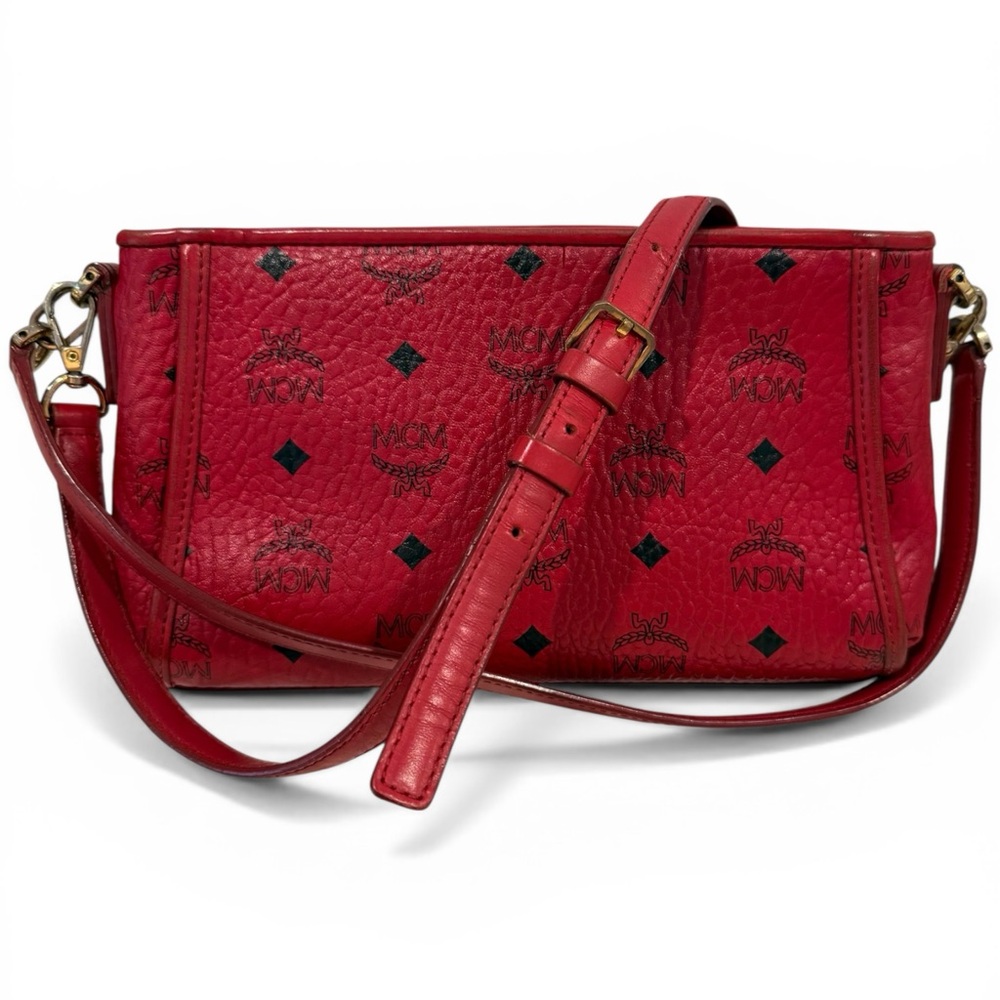MCM Red Visetos Crossbody Shoulder Bag
